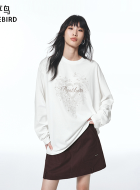 【商场同款】太平鸟25秋季新款印花刺绣图案宽松长袖T恤A1CPF3535