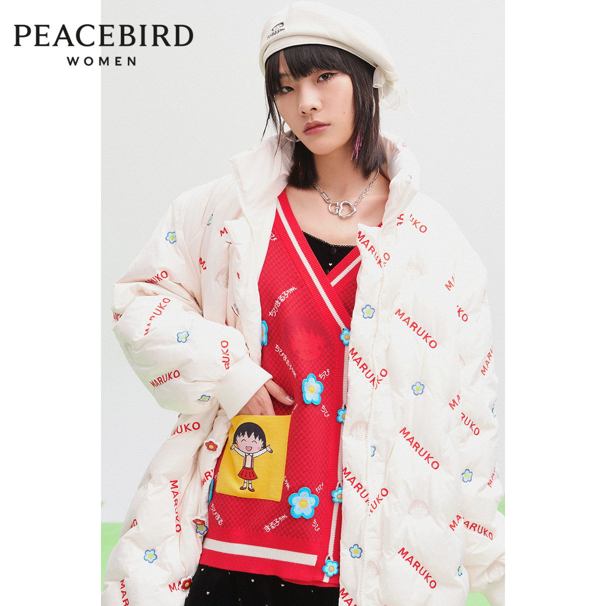 【商场同款】太平鸟2020冬季新款樱桃小丸子合作款长款羽绒服