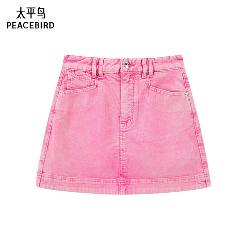 太平鸟女装秋季款灯芯绒牛仔半裙A3HEE3522