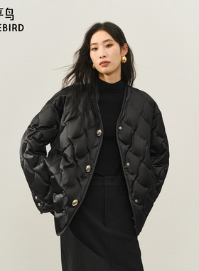 【商场同款】太平鸟轻薄围巾羽绒服女短款黑色高级外套A1ACF4121