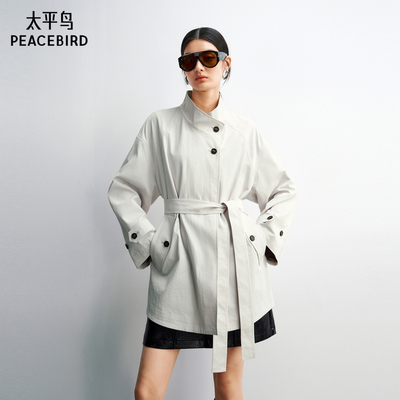 【商场同款】太平鸟26春一手长立领斜门襟廓形风衣外套A1BEG1491