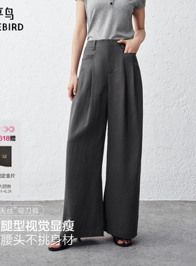 【商场同款】太平鸟26夏季新款兰精天丝阔腿弯刀西装裤A1GBG2209