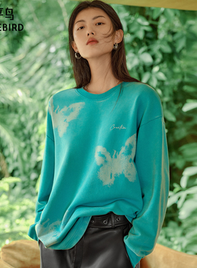 太平鸟女装 2025年新款女士潮流圆领印花图案卫衣外套A3CRF1134
