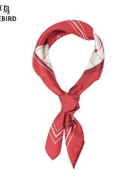 【商场同款】太平鸟红色时尚桑蚕丝真丝通勤丝巾女新款A1YBG1206