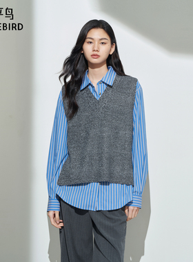太平鸟年冬季新款品质两件套条纹衬衫A1CAE4480