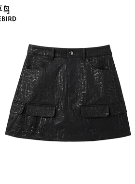 太平鸟女装年秋冬款时尚潮流PU短裙A3GEE4111