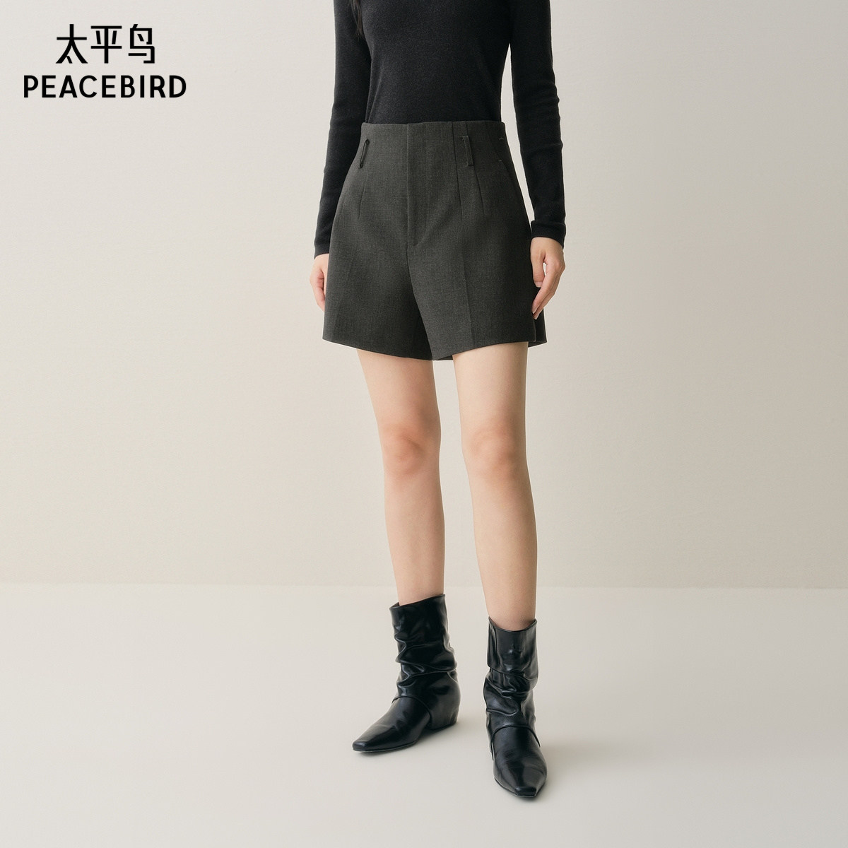 【商场同款】太平鸟2025年冬季新款阔腿A字休闲西装短裤A1GCF4165,女装/女士精品,休闲裤,淘宝优惠券,粉丝福利购,淘宝优惠卷