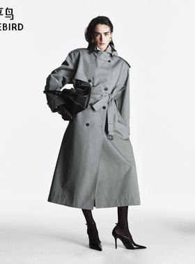 太平鸟大师系列高端通勤双排扣风衣外套女新款品质感A1BEF1396