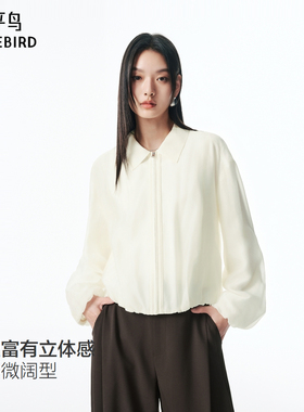 【商场同款】太平鸟25秋季新款光泽感长袖翻领衬衫上衣A1CAF3126