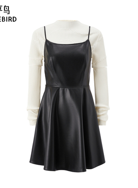 太平鸟女装25年春款毛衫套装PU连衣裙A3FAE1259