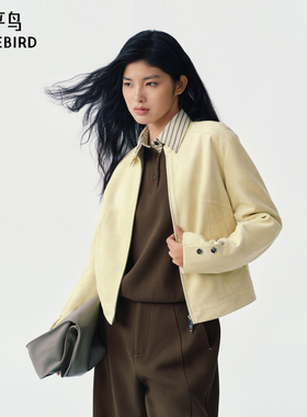 【商场同款】太平鸟复古仿麂皮绒机车风外套女短款合体A3BBG1134