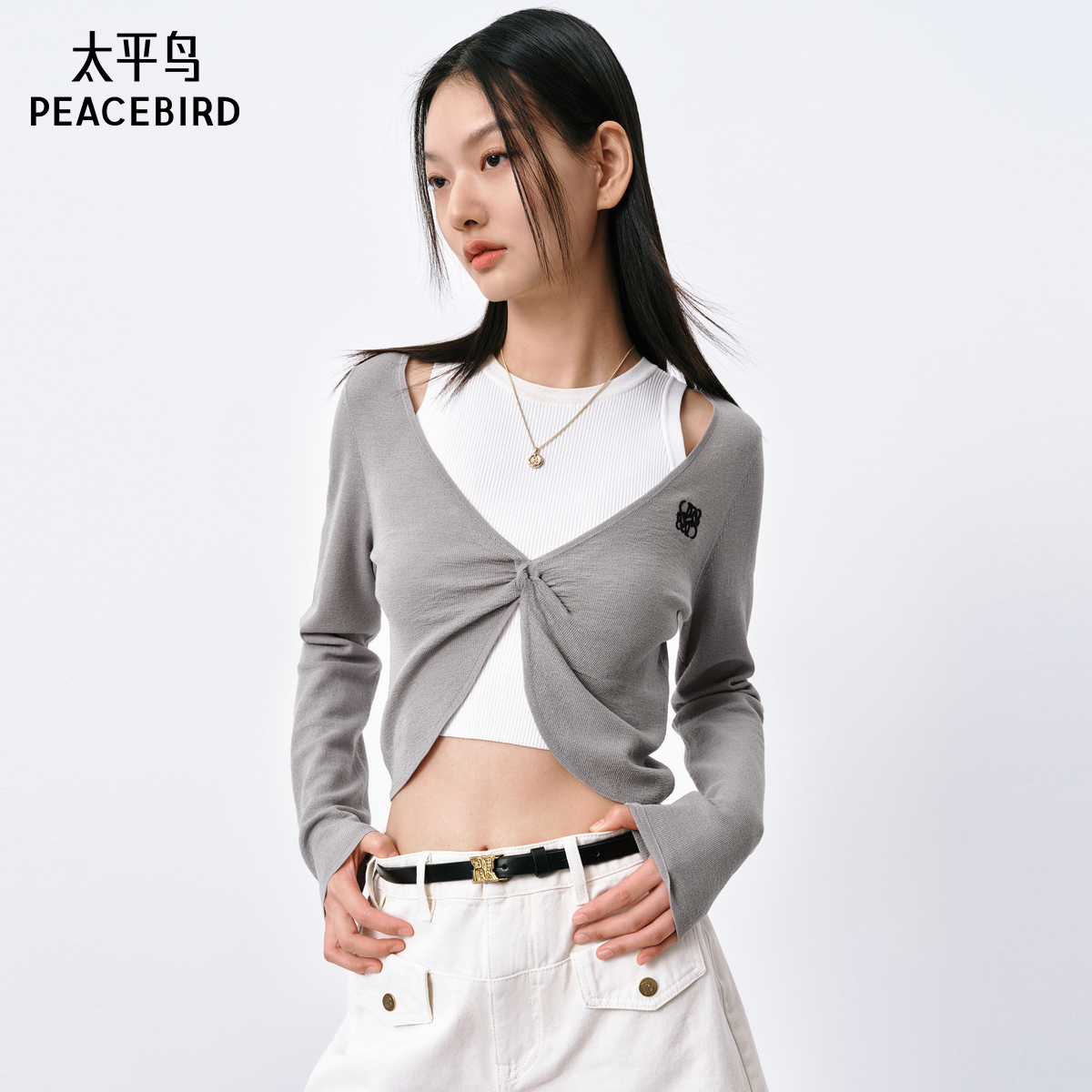 太平鸟针织衫外搭罩衫空调衫