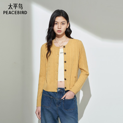 太平鸟女装年冬季款经典绞花开衫A1EAE424A