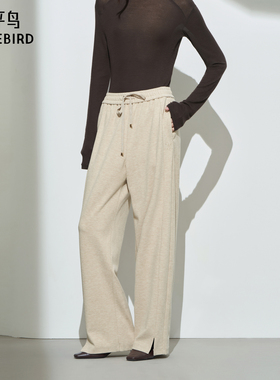 太平鸟年冬季款品质坑条针织裤A1GBE4364