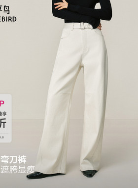 【商场同款】太平鸟2025年冬季新款宽松廓形弯刀牛仔裤A1HAF4464