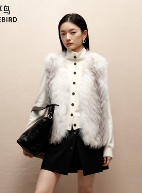 【商场同款】太平鸟斯拉夫女孩甄稀狐狸毛皮草无袖马甲A1ADF4318