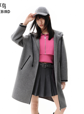 太平鸟年冬季款连帽拉链大衣A3AAE4389