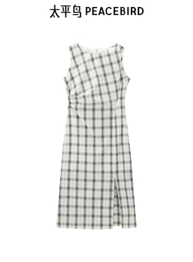 【商场同款】太平鸟女装2025年夏季新款格纹无袖连衣裙A1FAF2744