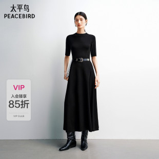 新款 黑色针织通勤连衣裙女春装 太平鸟短袖 A1FAG131H 商场同款