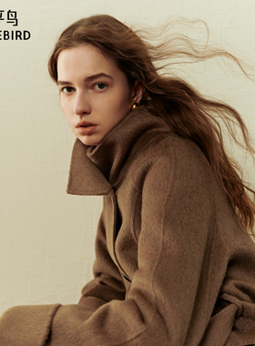 太平鸟年冬季款驼绒双面呢大衣A1AAE4381