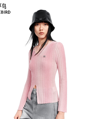 太平鸟 女装2025年新款竖条渐变纹样时尚休闲韩版套衫A3EEF1513