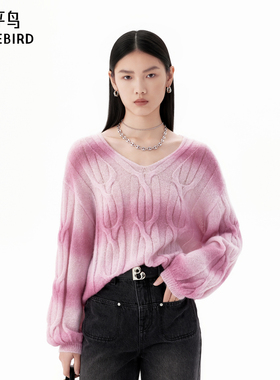 太平鸟女装年秋冬款晕染绞花线套衫A1EBE414