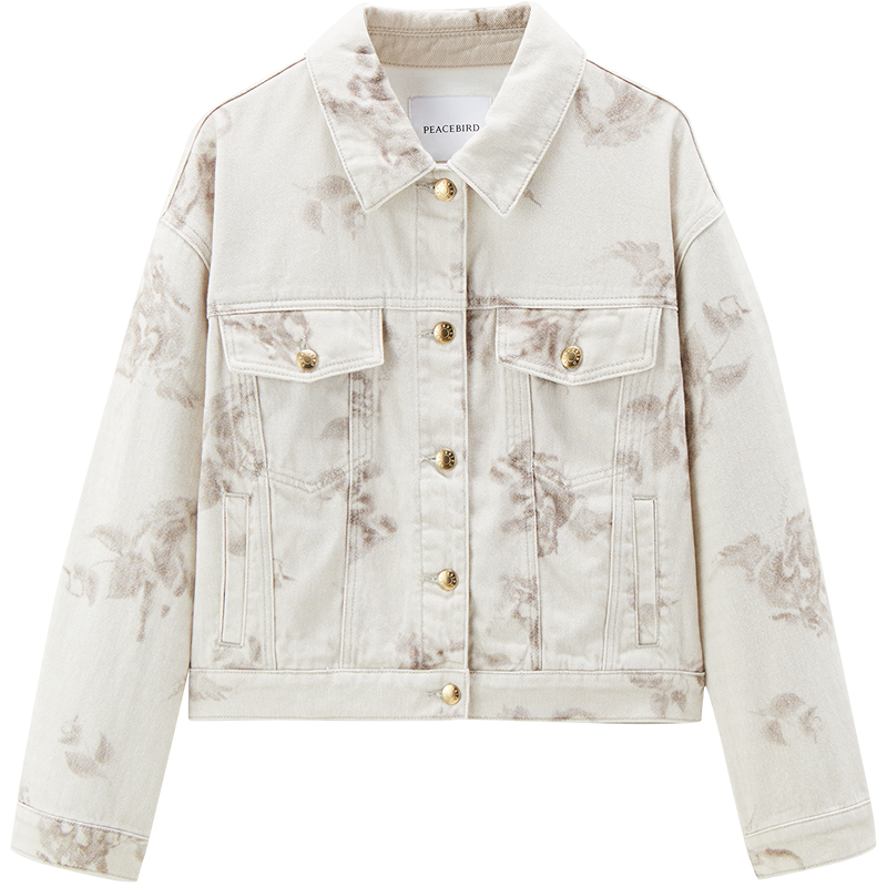 太平鸟女装年秋季款印花牛仔外套A1BBE3202
