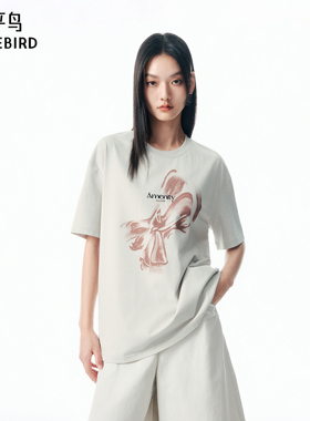 【商场同款】凉感抗菌太平鸟蝴蝶结纹样25秋季新短袖T恤A1CNF3P38