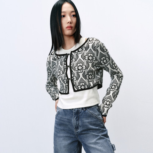 太平鸟女装2024年春季新款两件式线套衫A1EEE1285