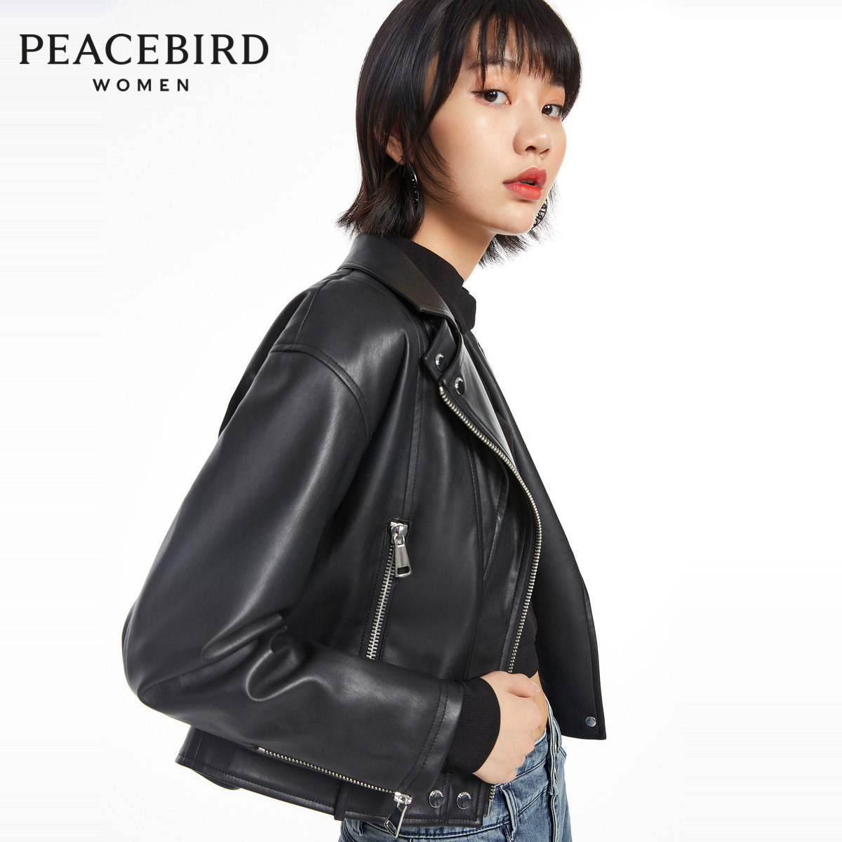 【商场同款】太平鸟2020秋季新款时尚pu外套A4BBA3329