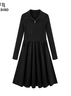 太平鸟女装2025年冬季款法式拼接连衣裙A1FAE4219