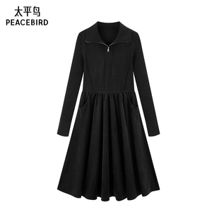 法式 款 拼接连衣裙A1FAE4219 2025年冬季 太平鸟女装