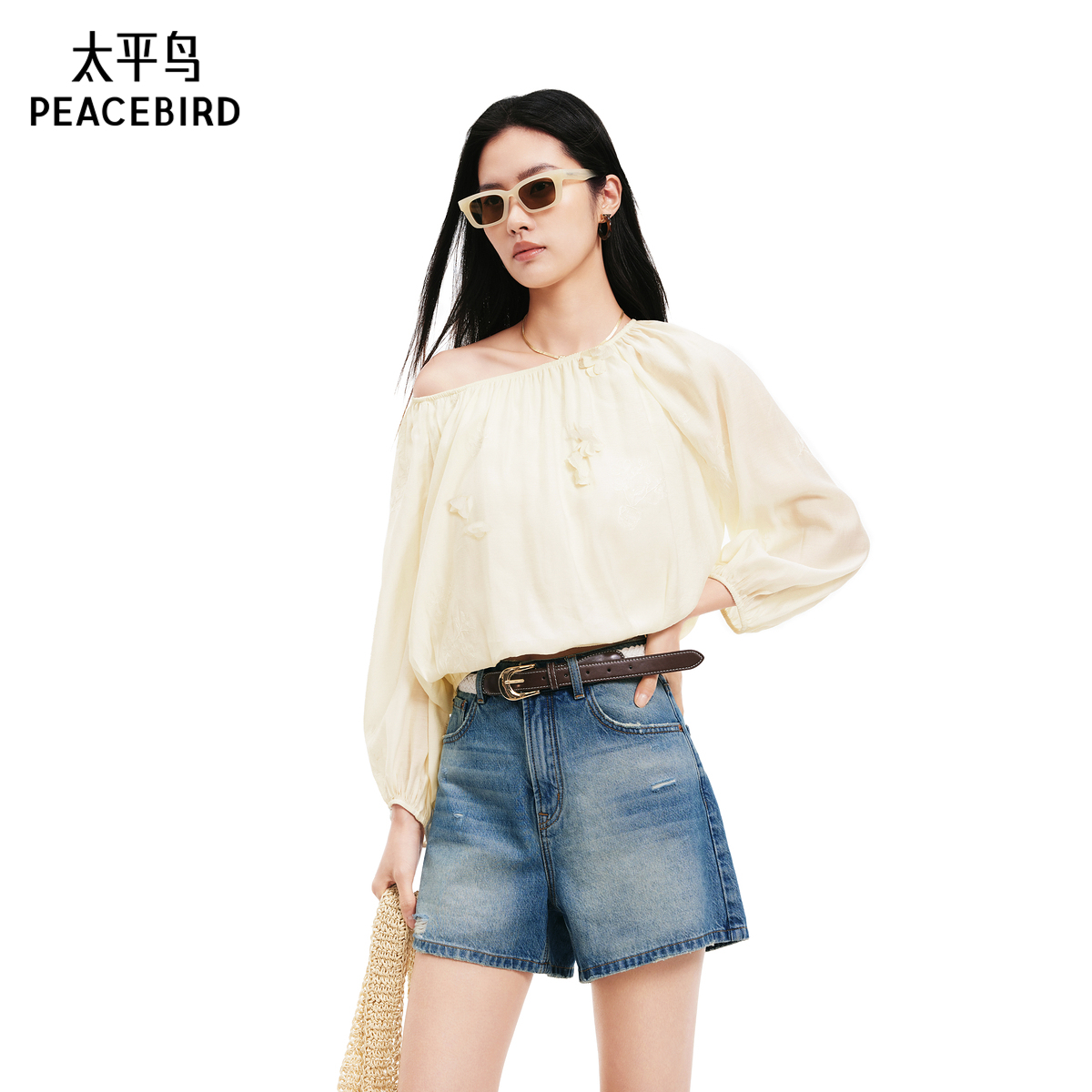 【商场同款】太平鸟女装2025年夏季新款一字肩上衣A1CDF2735