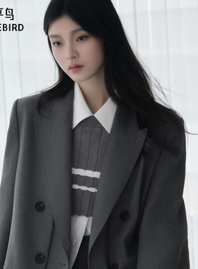 太平鸟女装年秋季款羊毛双排扣西装A1BAE3470