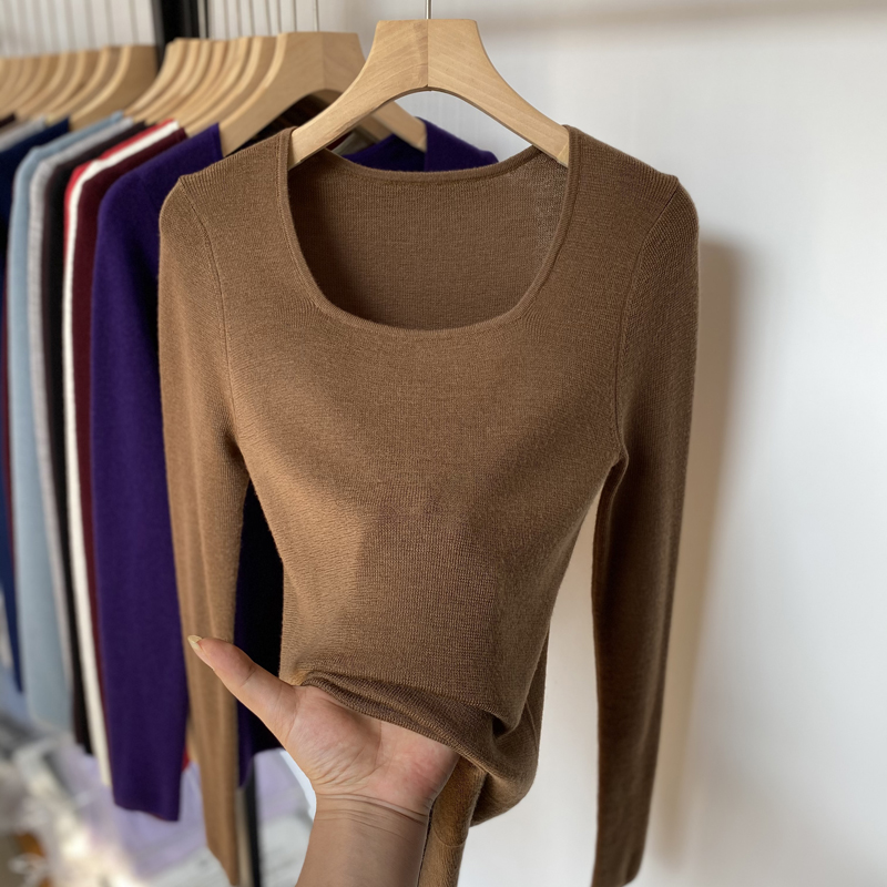 100%超细美丽诺纯羊毛打底衫女
