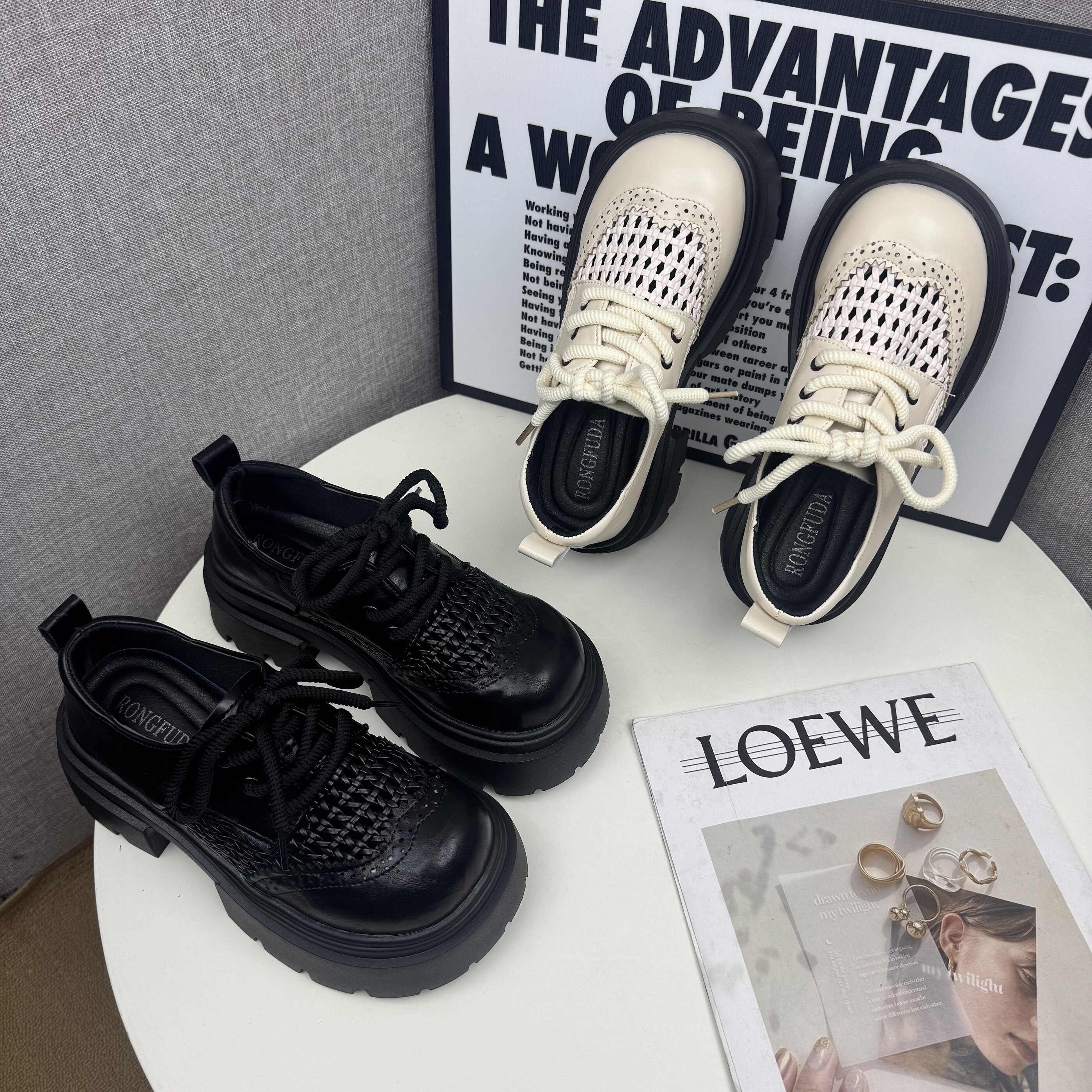 镂空乐福鞋女2026年夏季新款透气厚底时尚百搭浅口单鞋小皮鞋凉鞋