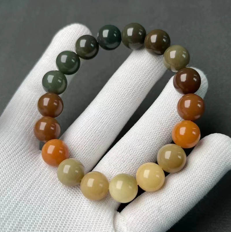 다색 그라데이션 보리 뿌리 팔찌 커피 색 둔황 밀랍 색 오래된 씨앗 다중 구슬 사무용품 남녀 오락