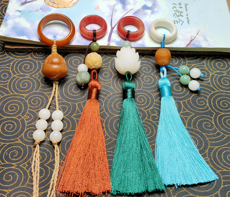流苏驼骨跑圈穗子文玩吊穗 手持配饰手工手捻把件串珠挂饰