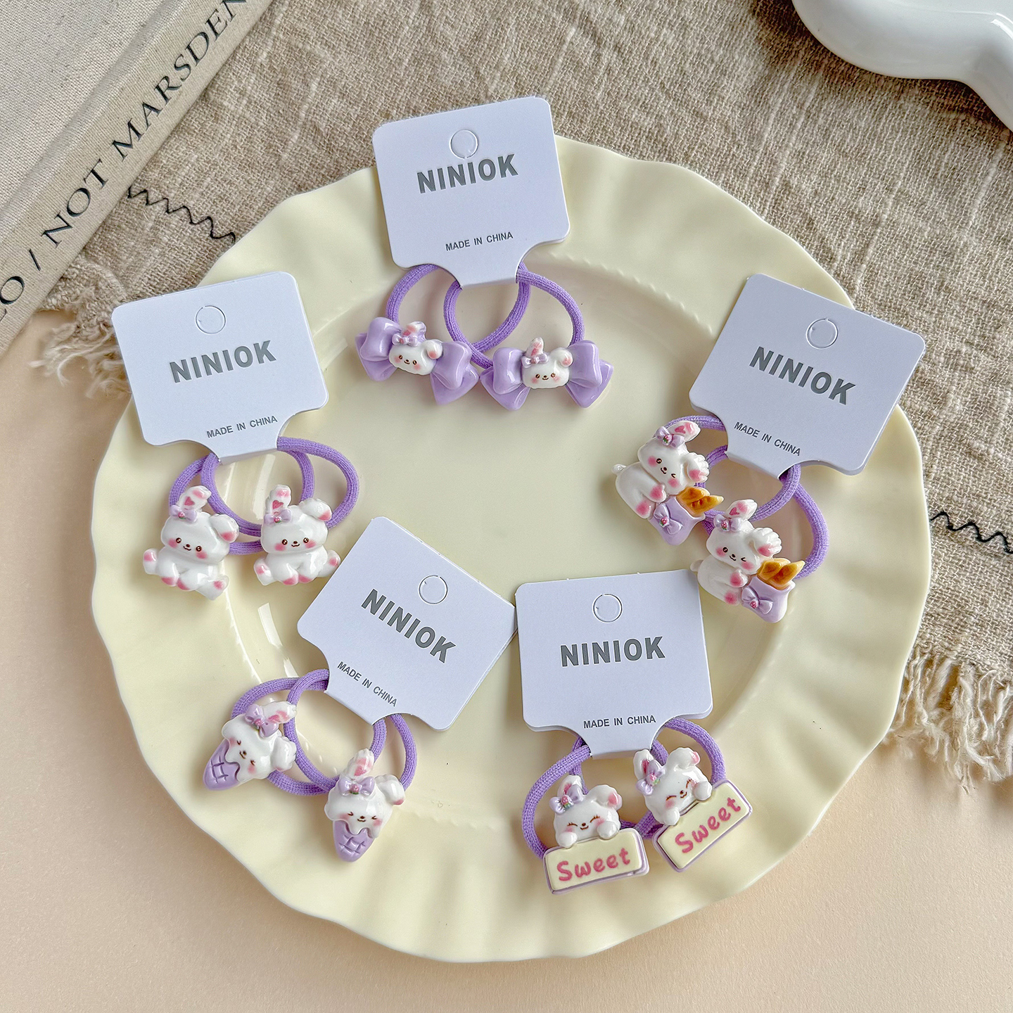 皮筋女儿童可爱卡通紫色发圈