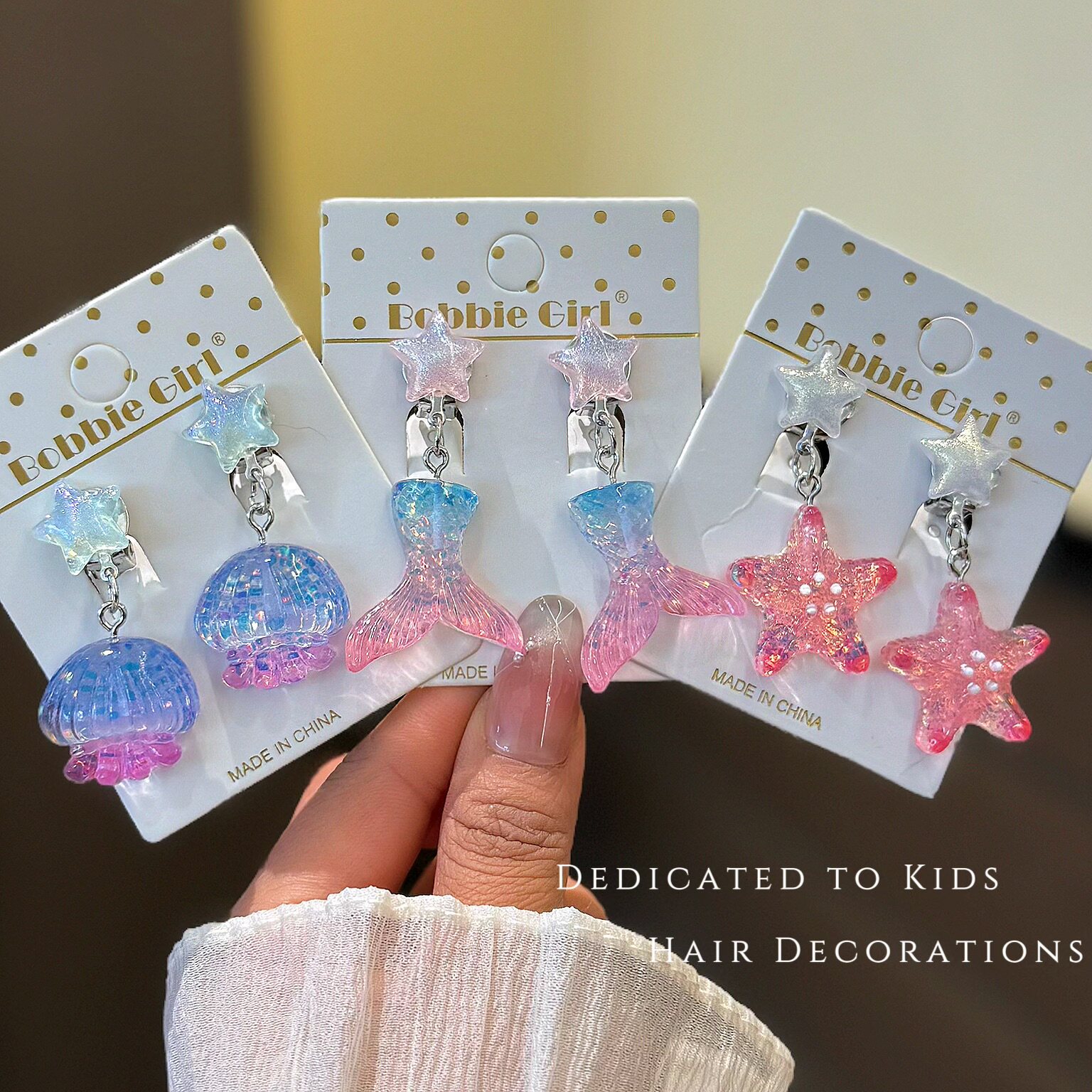 可爱女童耳夹无耳洞儿童耳钉美人鱼海星公主风小女孩防痛耳坠饰品