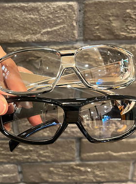 赛博风格方形反光银框蹦迪眼镜