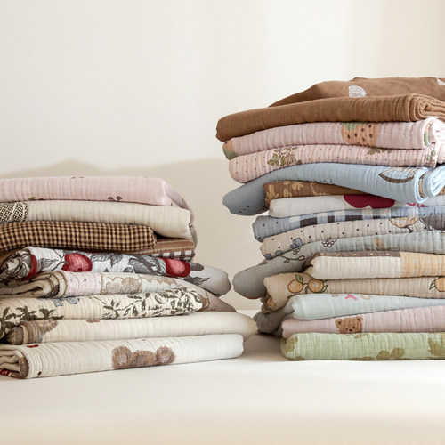 韩式水洗纯棉水洗泡泡纱布毯全棉三层纱布色纱提花被多功能沙滩巾