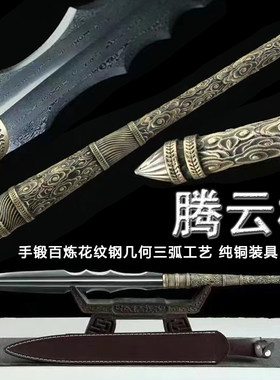 龙泉市腾云枪花纹钢长枪头短枪短矛霸王枪武术十八般冷兵器未开刃
