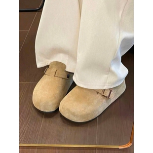 子 小个子懒人一脚蹬勃肯鞋 厚底增高包头半拖鞋 女外穿2026春夏新款