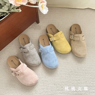 博肯单鞋 内增高5cm复古厚底勃肯鞋 子外穿2025夏季 女鞋 包头半拖鞋