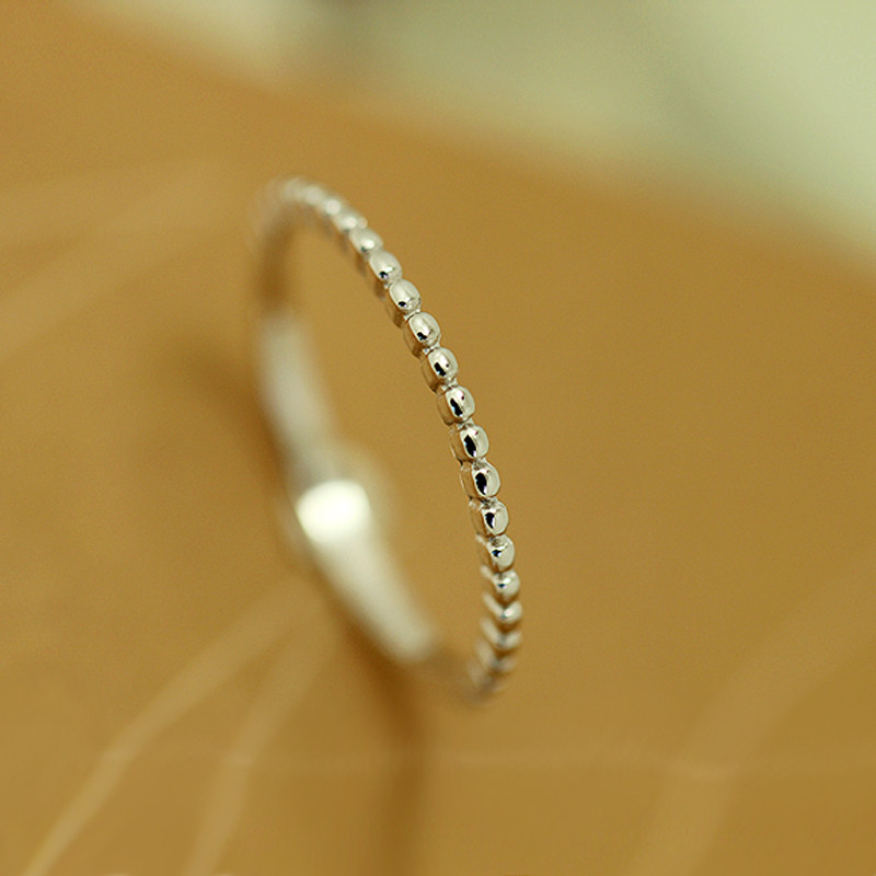 日韩简约金豆豆戒指环极细925