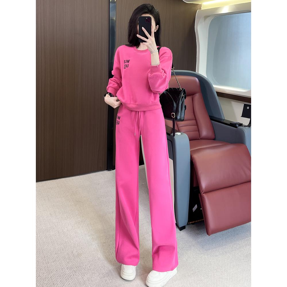 运动套装女秋冬加绒卫衣阔腿裤