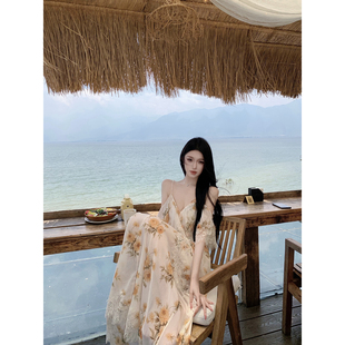 JAYKY YANG【夏花漫游】V领蕾丝花边吊带裙多层不规则褶皱连衣裙