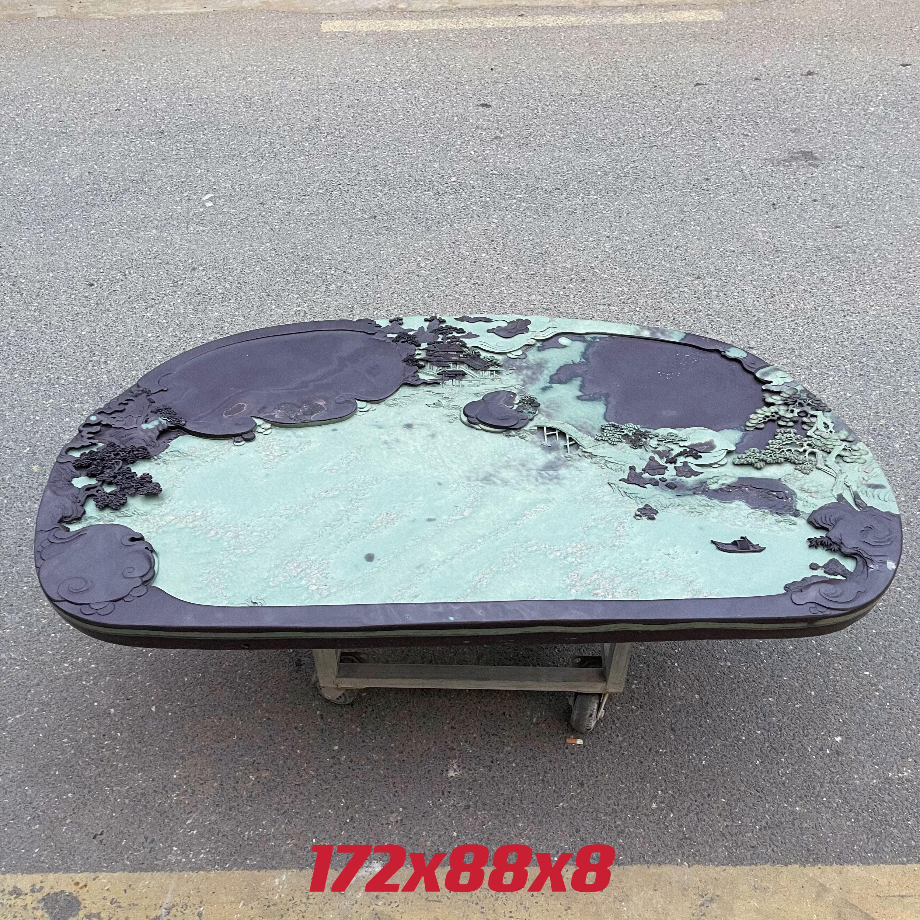 天然端砚石头茶具茶盘玉石天罗绿端石轻奢现代家用排水石茶台天然