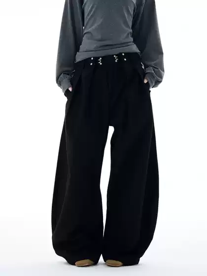 Tailang's Shop Features American-Style Design, Niche Pleated Striped Dress Pants for Men, with a High-End, Cool, and Old-Money Style, Suitable for Couples